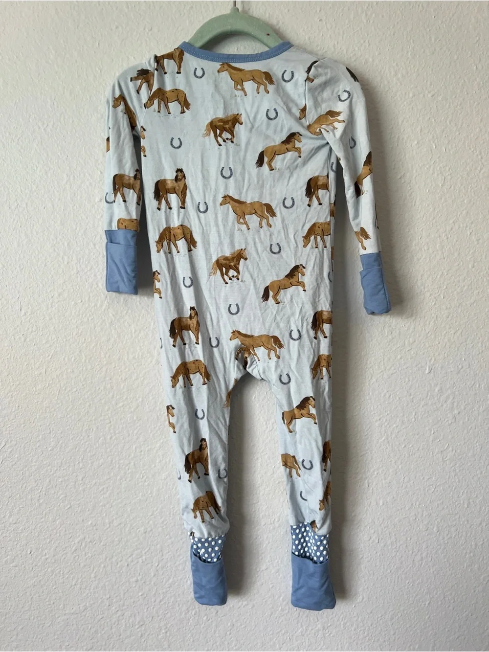 Angel Dear Bamboo Horse Print Footie Pajama Size 6-12M